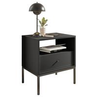 SZAFKA NOCNA INES - czarny/kolor grafitowy, Modern, materiał drewnopochodny/metal (54/56/39cm) - MID.YOU