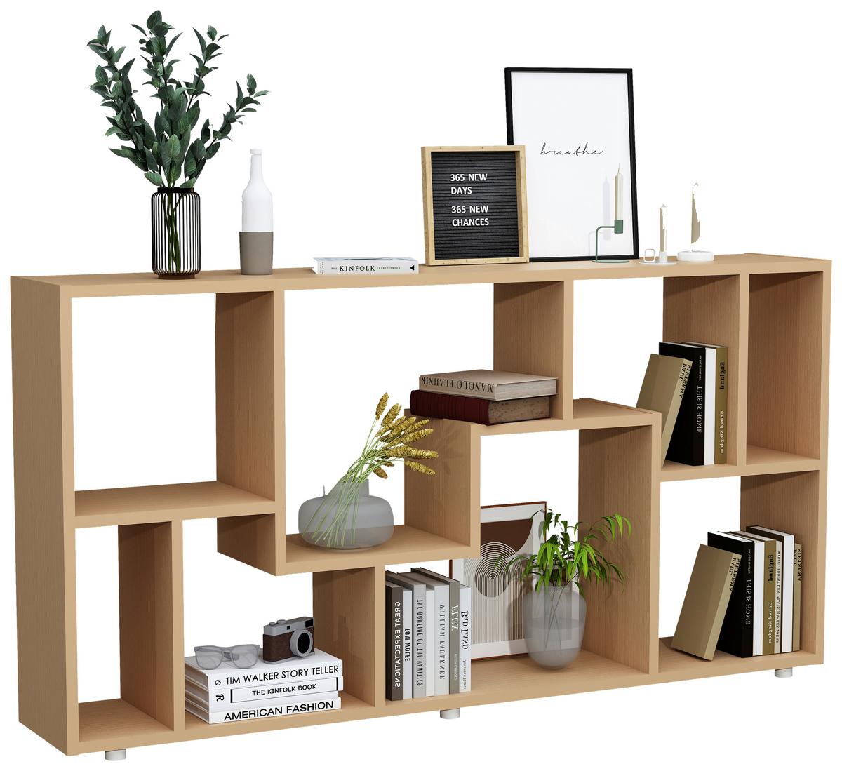 Regal Lanisa Buchefarben - Buchefarben/Silberfarben, Design, Holzwerkstoff/Kunststoff (116/58/20cm) - MID.YOU