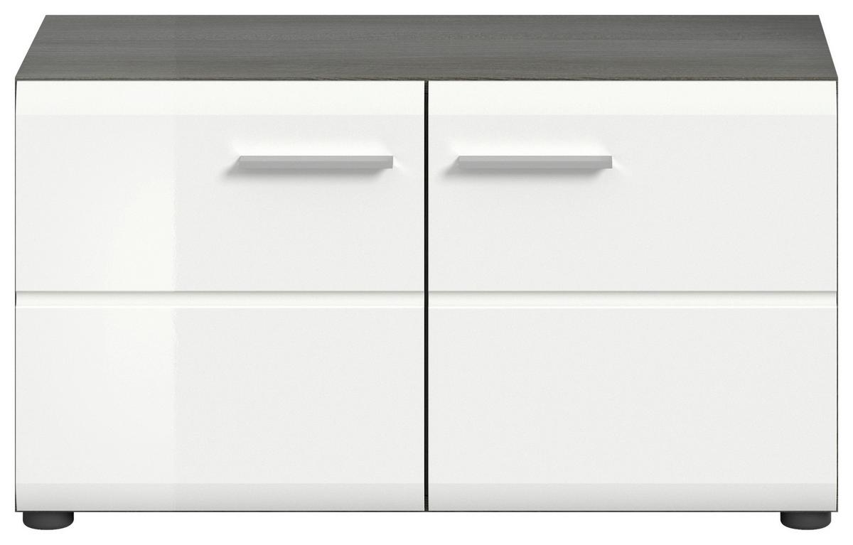 Sitzbank Salsa ca. 80x44x37cm Weiß/Rauchsilb. - Weiß Hochglanz/Silberfarben, Design, Holzwerkstoff/Kunststoff (80/44/37cm) - MID.YOU