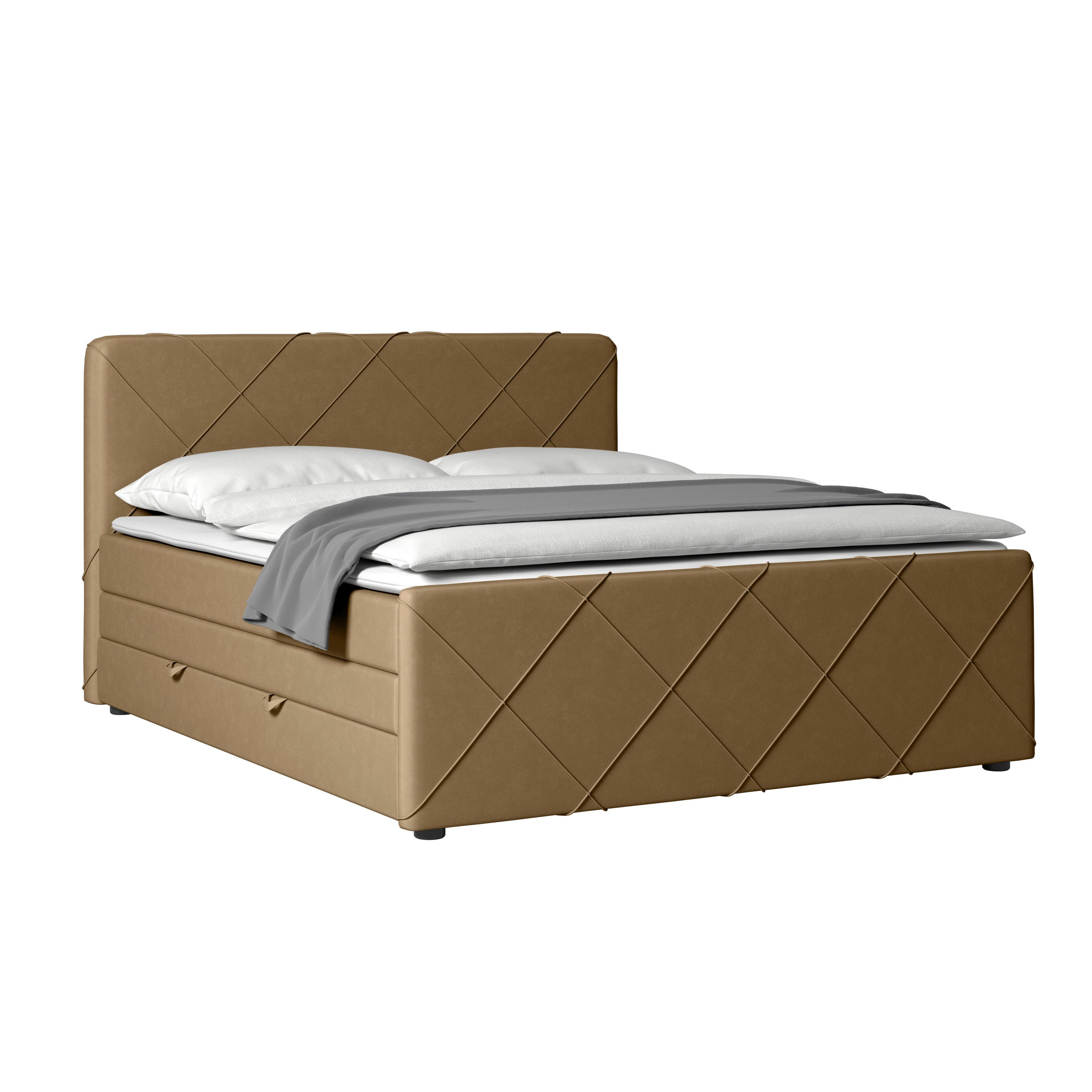Boxspringbett Cordoba ca. 180x200 cm Beige - Beige, MODERN, Holz/Kunststoff (180/200cm) - MID.YOU