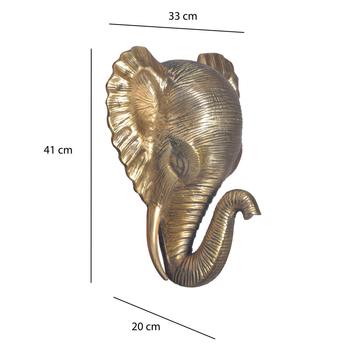 Stenska Dekoracija Elephant - zlate barve, Design, kovina (33/41/20cm) - Livetastic