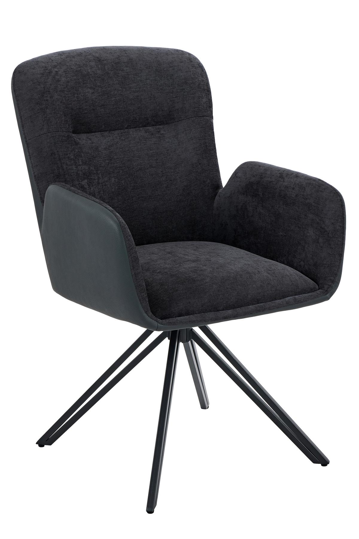 ARMLEHNSTUHL-SET MILAZZO S 2ER-SET - Schwarz, MODERN, Textil/Metall (57/91/67,5cm) - MID.YOU