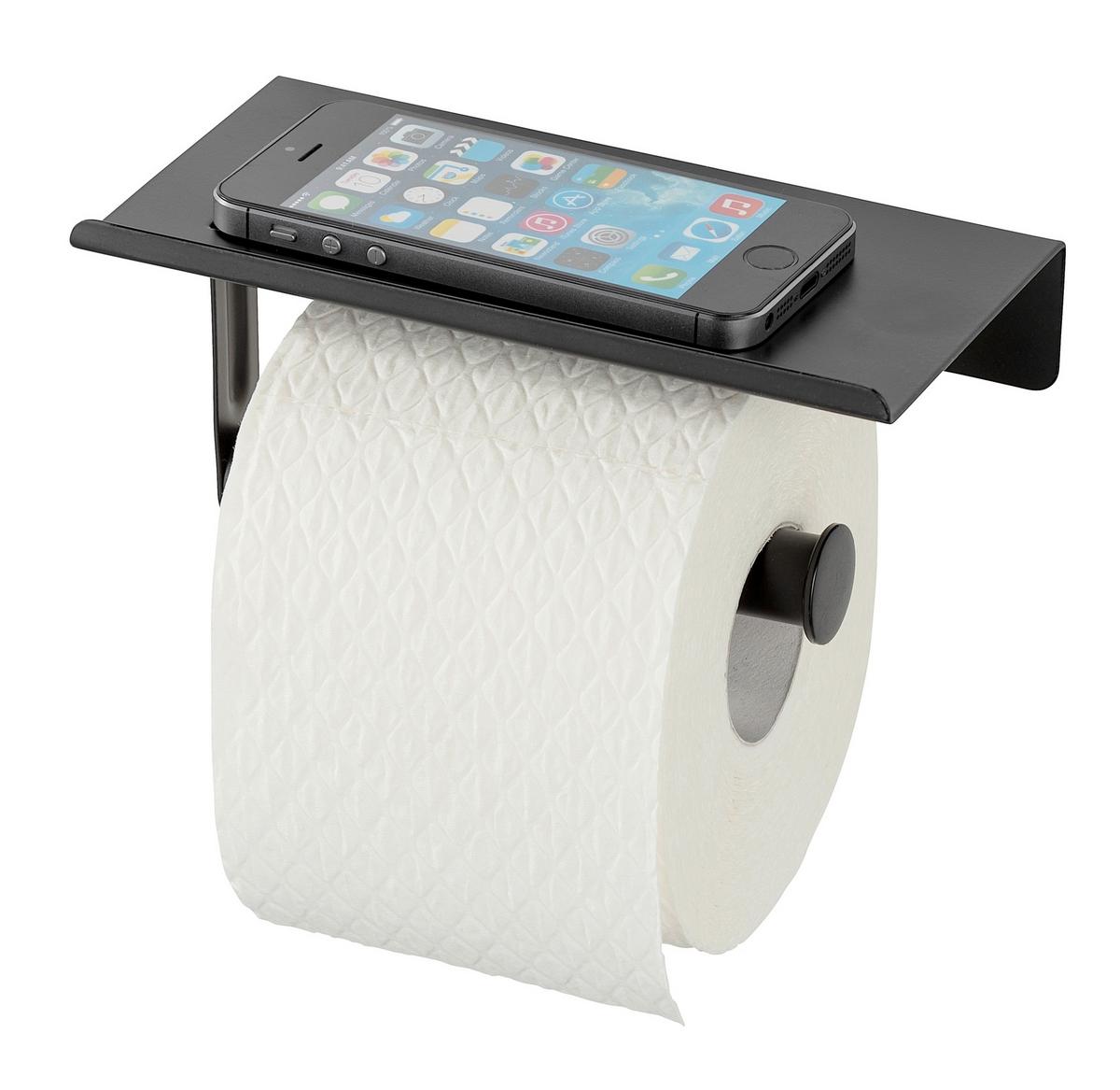 Suport hârtie igienică Allstar Walli - negru, Modern, metal (18/9,5/7,5cm) - Wenko