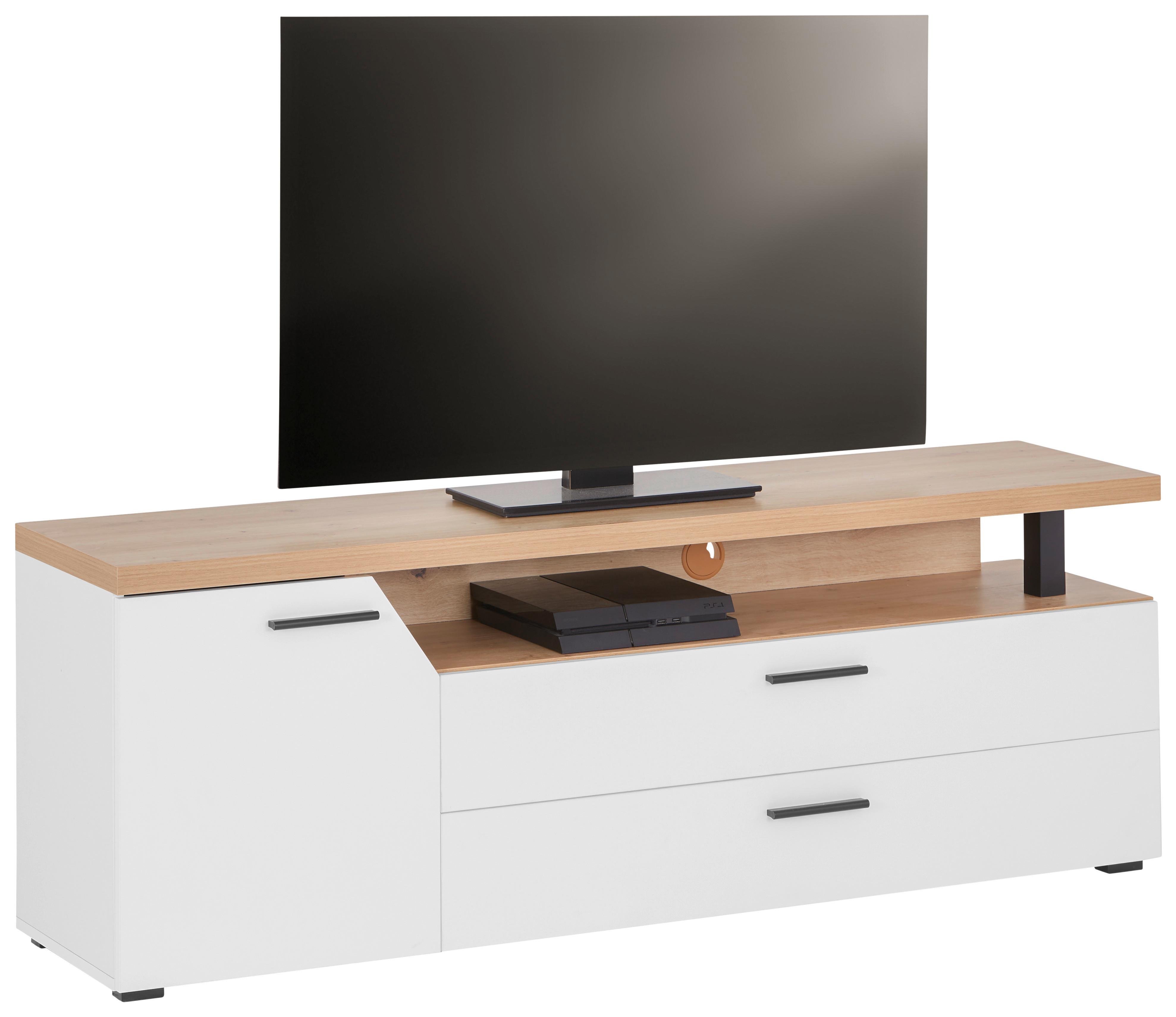 Măsuță TV NICO - alb/stejar Artisan, Modern, material pe bază de lemn (160/58,4/40cm) - Modern Living