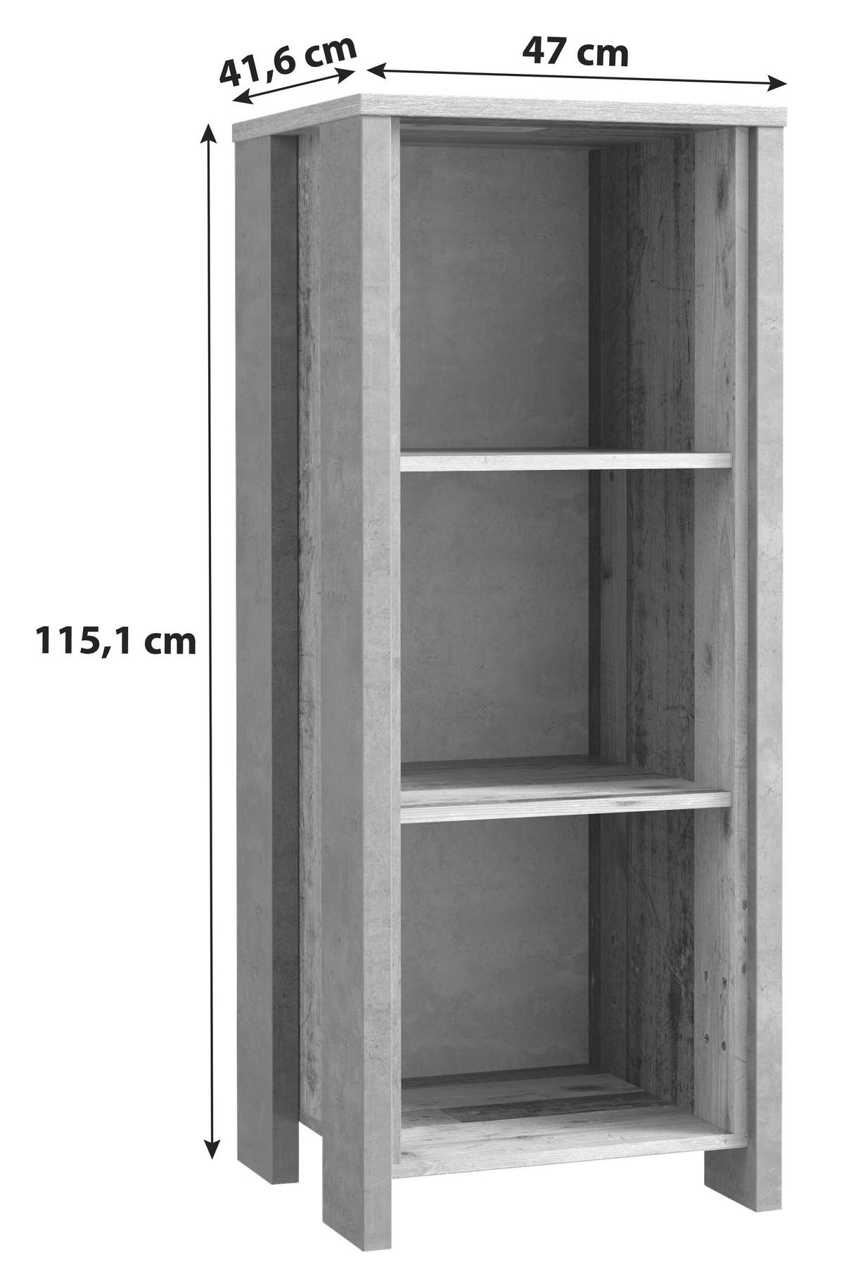 Regal Cliff, Barva Hrasta, Temno Siva - temno siva/rjava, Konvencionalno, kovina/umetna masa (47/115,1/42cm) - MID.YOU