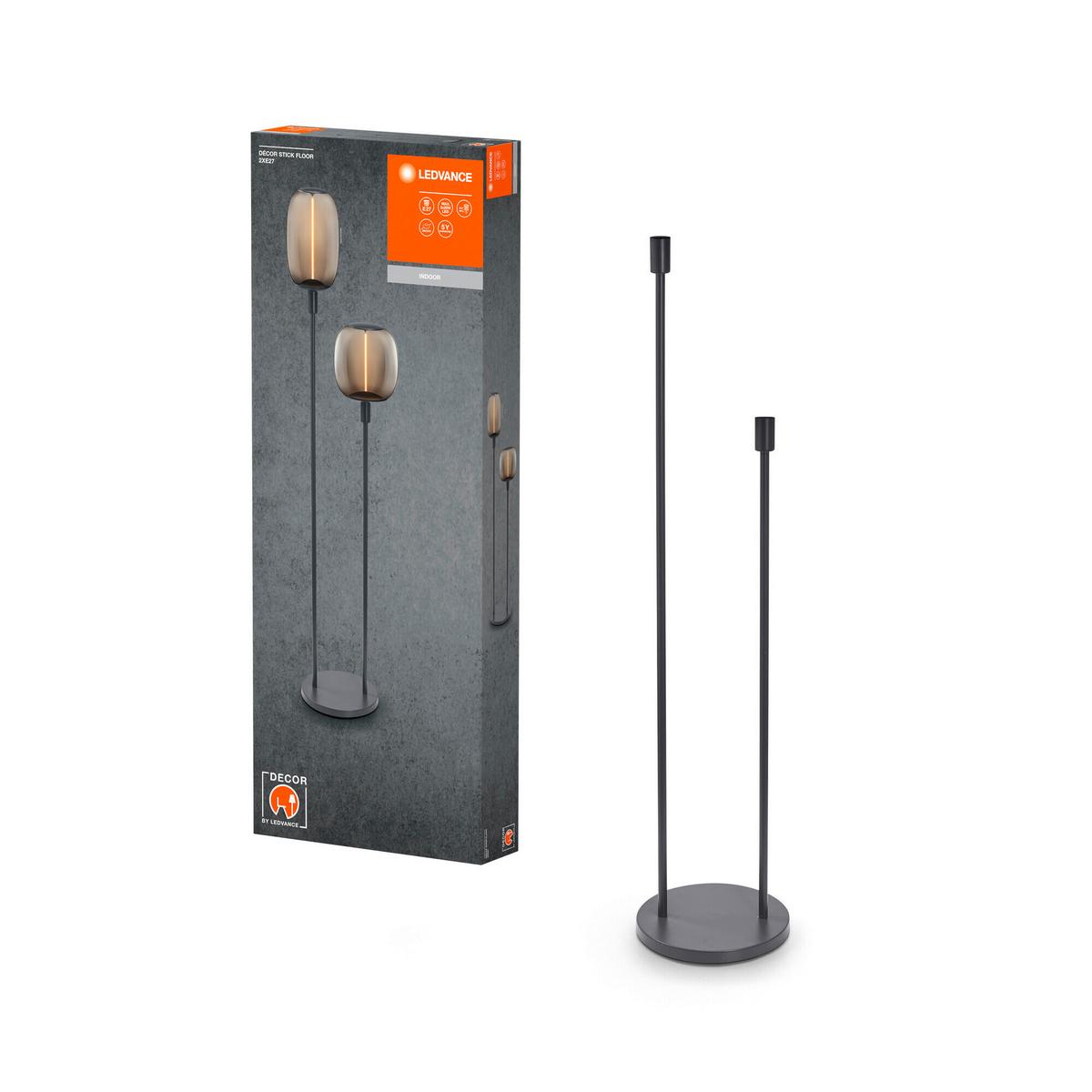 PODSTAWA LAMPY DECOR STICK FLOOR 2XE27 DG - ciemnoszary, Basics, metal (32/146cm) - Ledvance