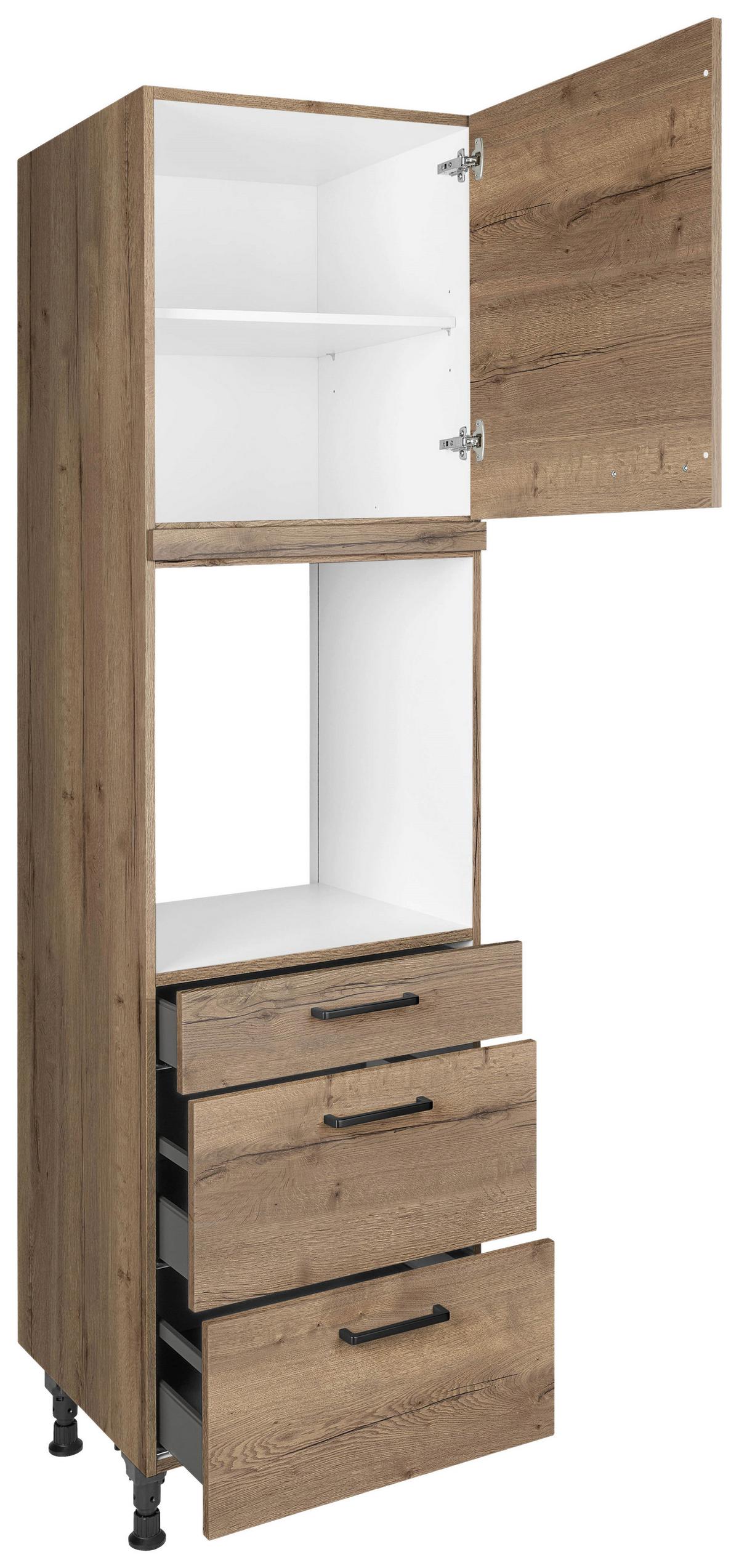 Geräteumbauschrank Structura Eiche dunkel - Eiche dunkel/Schwarz, MODERN, Holzwerkstoff/Metall (60/216,6/58cm) - Nobilia