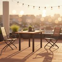 Balkontisch Naturfarben Akazie ausziehbar ca. 65x75x65cm - Graphitfarben/Naturfarben, MODERN, Holz/Metall (65-130/75/65cm) - Gardenson