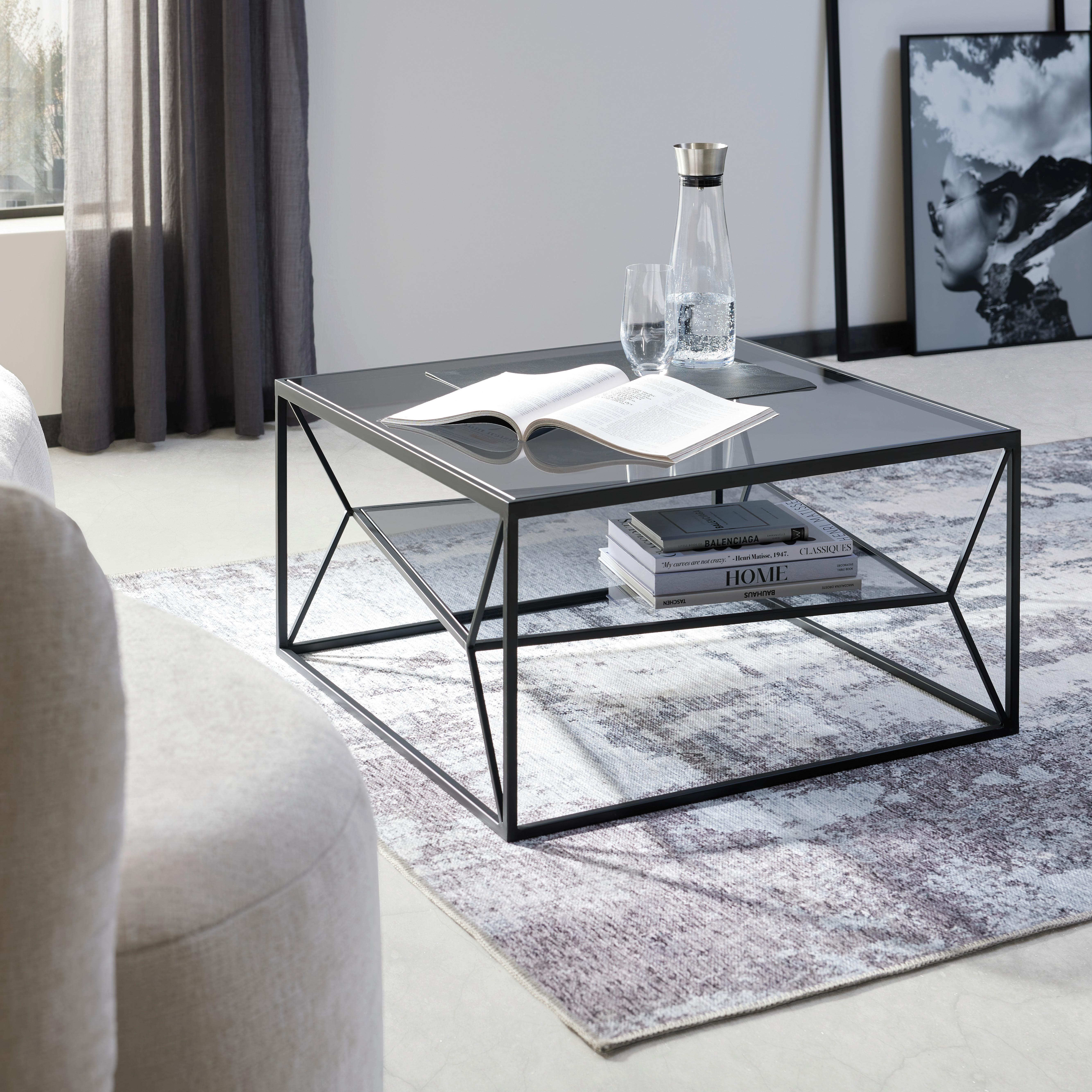 SOFFBORD ANGEL - grå/svart, Modern, metall/glas (70/38/70cm) - Premium Living