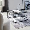 SOFFBORD ANGEL - grå/svart, Modern, metall/glas (70/38/70cm) - Premium Living
