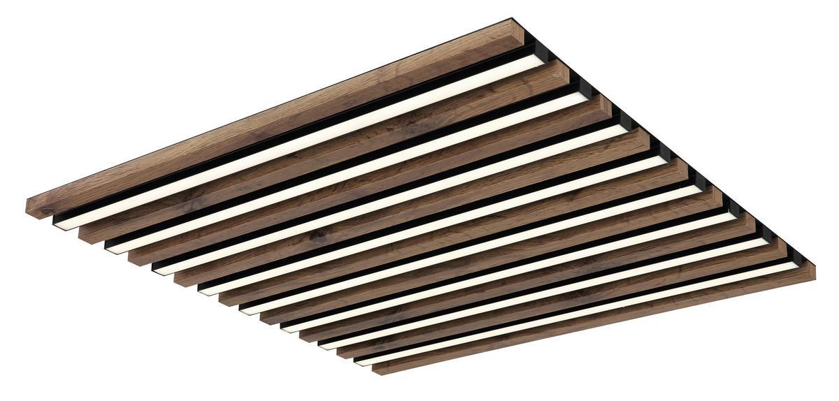 LED-DECKENLEUCHTE 67347D3CCT HAYDEN - Weiss/Dunkelbraun, Natur, Holzwerkstoff/Kunststoff (60/60/6cm) - Globo