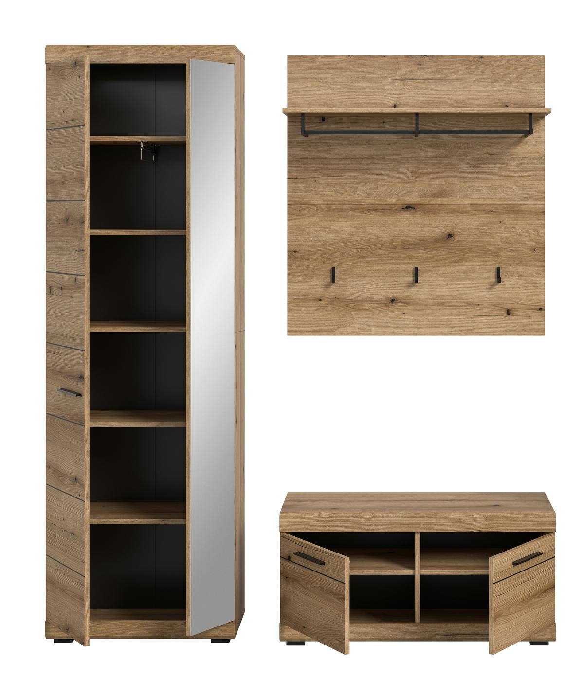 Predsoba Scout, Barva Hrasta, 3-Delna - temni hrast, Design, leseni material (167/197/40cm) - Livetastic