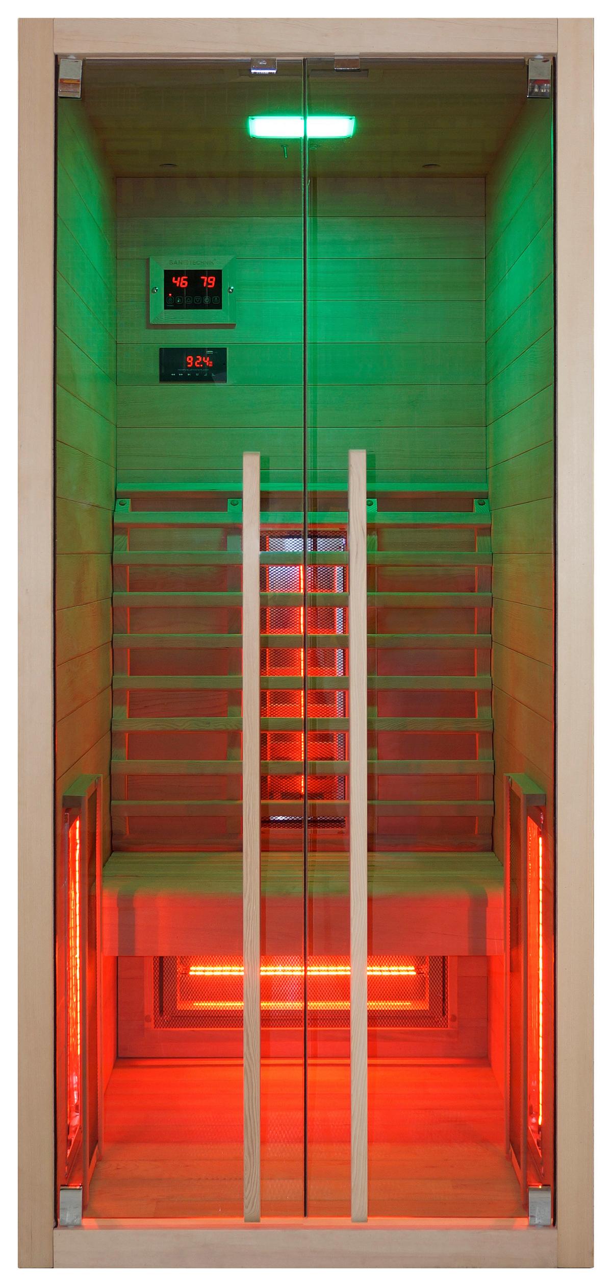 Infrarotkabine Ruby ca. 90,5x195x100cm - Naturfarben, Basics, Holz (90,5/195/100cm) - Sanotechnik