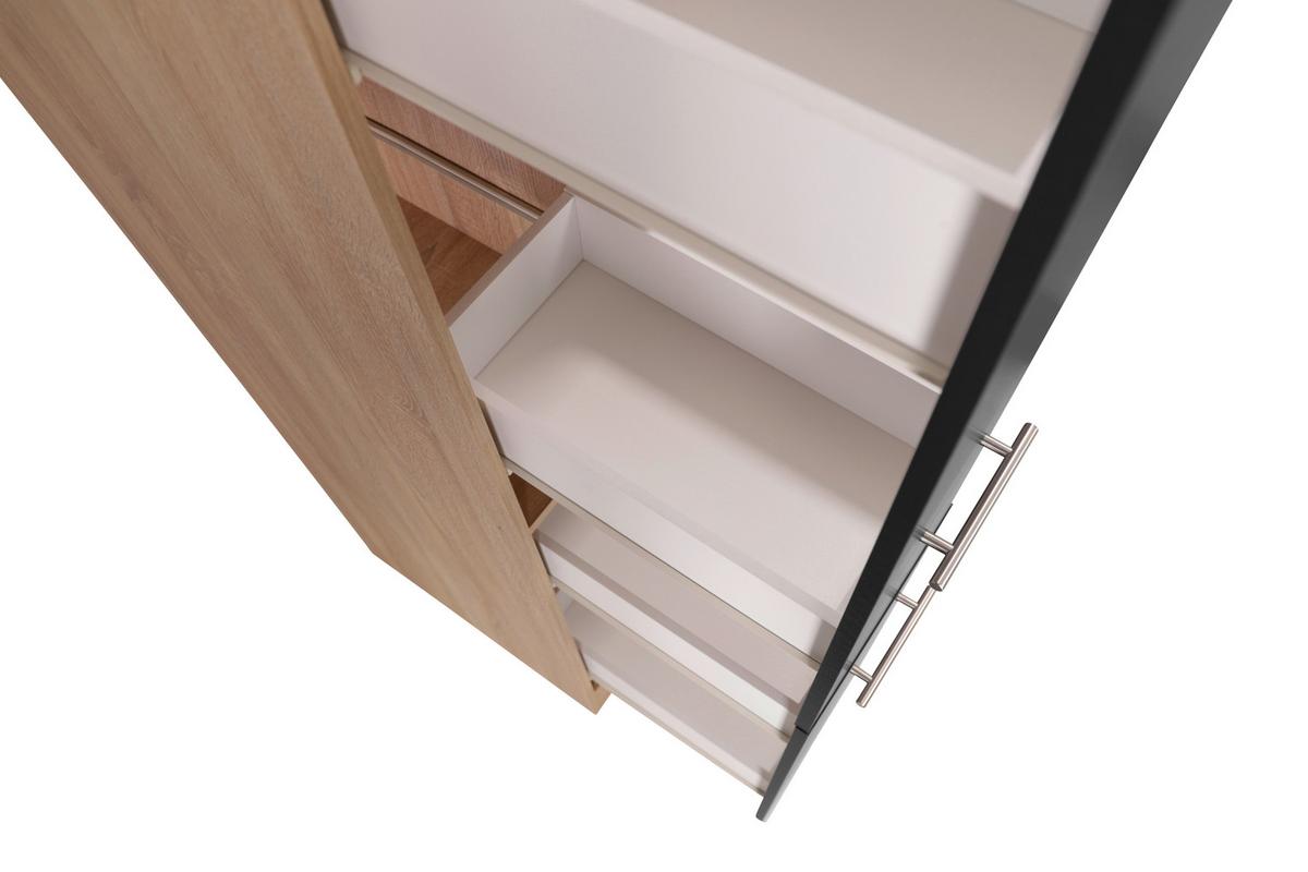 Izvlečna Omara Merle, Barva Hrasta, Črna - srebrne barve/črna, Basics, kovina/leseni material (30/200/60cm) - Respekta