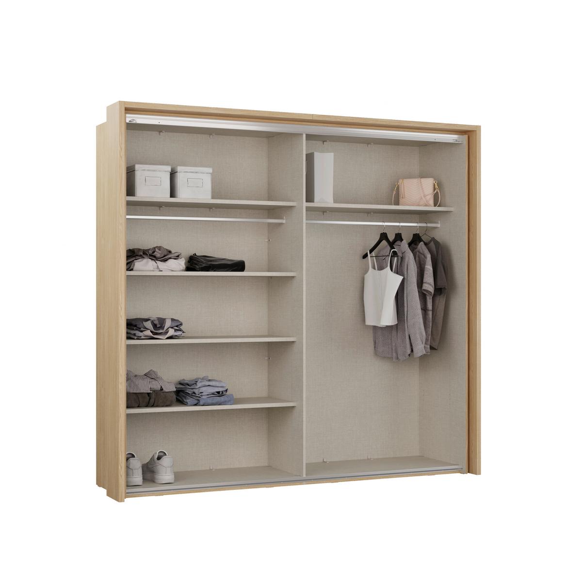 Tolóajtós Szekrény Ricciano - tölgyfa színű/fekete, Modern, faalapú anyag/fém (231,1/215,9/63,8cm)