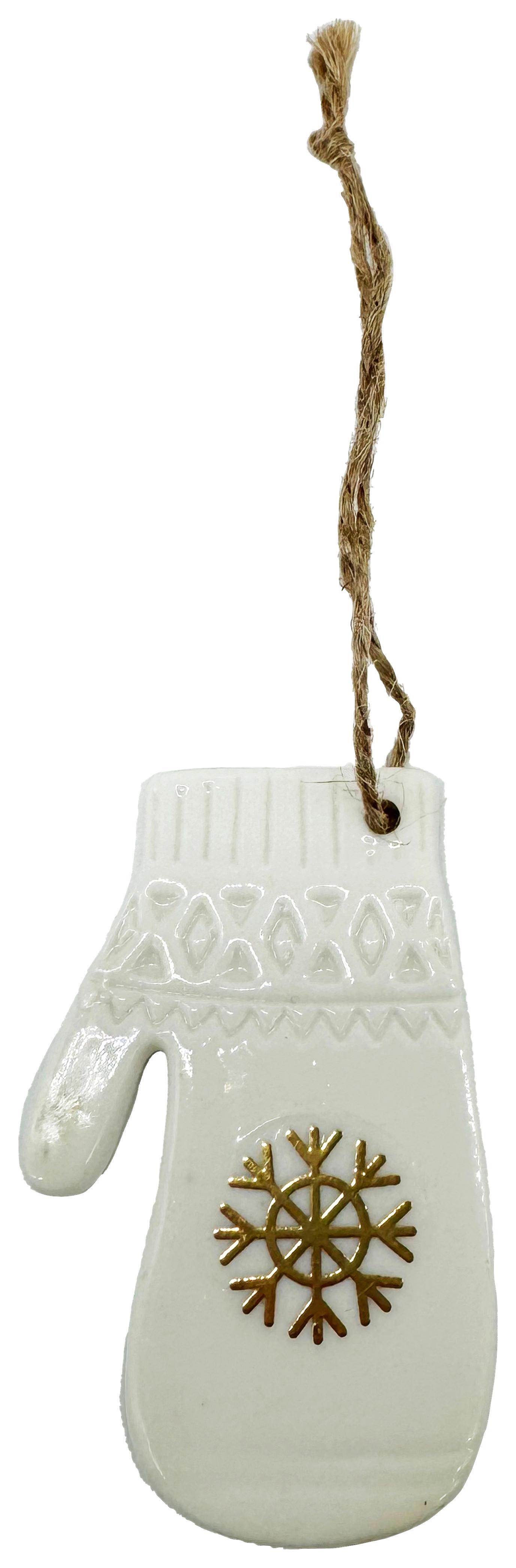 Dekohänger Kessie Weiß/Goldfarben - Goldfarben/Weiß, KONVENTIONELL, Keramik/Textil (4,8/7,5/0,5cm) - Mömax