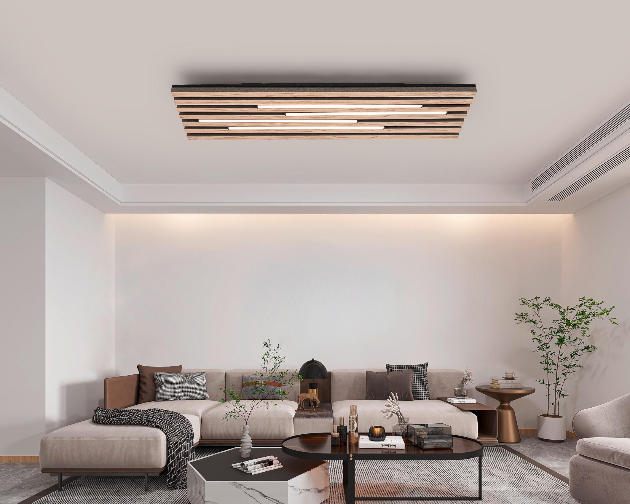 LED-TAKLAMPA PANI - svart/ekfärgad, Modern, metall/trämaterial (72/26,5/5,5cm) - Mömax