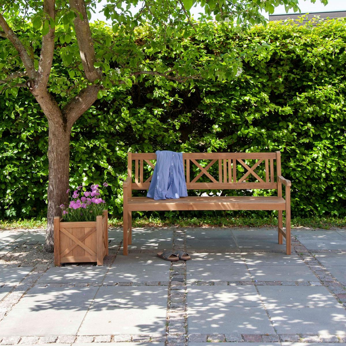 Gartenbank Holz Rosenborg Teak 3er-Sitzer - Naturfarben/Teakfarben, Natur, Holz (58/89/150cm) - Gardenson