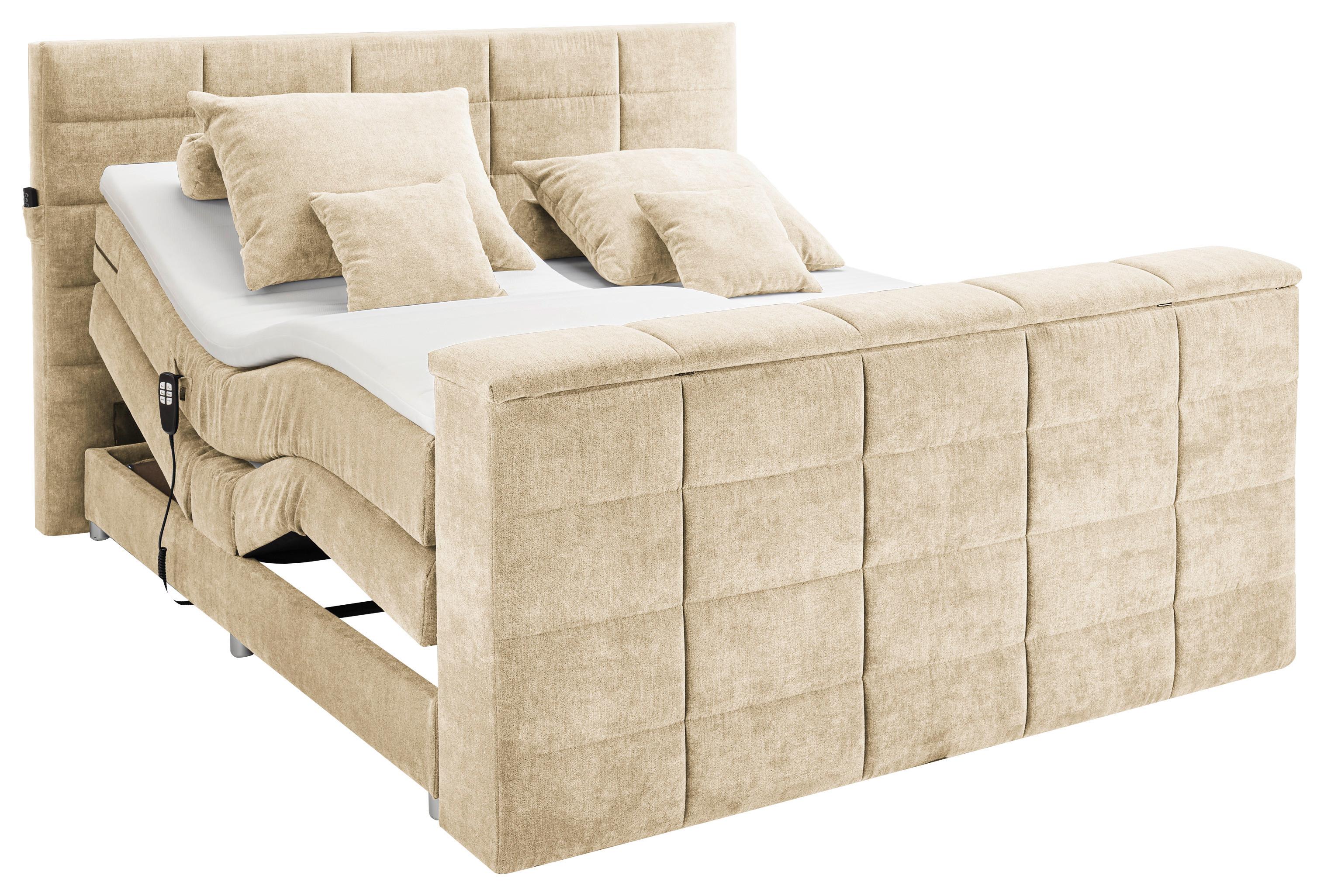 Boxspringbett Denver Sand ca. 180x200 cm mit Topper - Sandfarben, KONVENTIONELL, Textil (180/200cm) - Carryhome