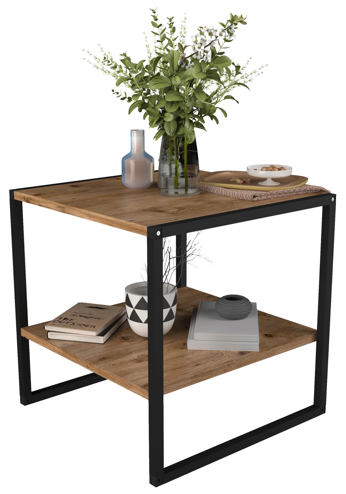 Klubska Miza Insasi M, Barva Hrasta, Črna - črna/medeni hrast, Design, kovina/leseni material (50/50/50cm) - MID.YOU