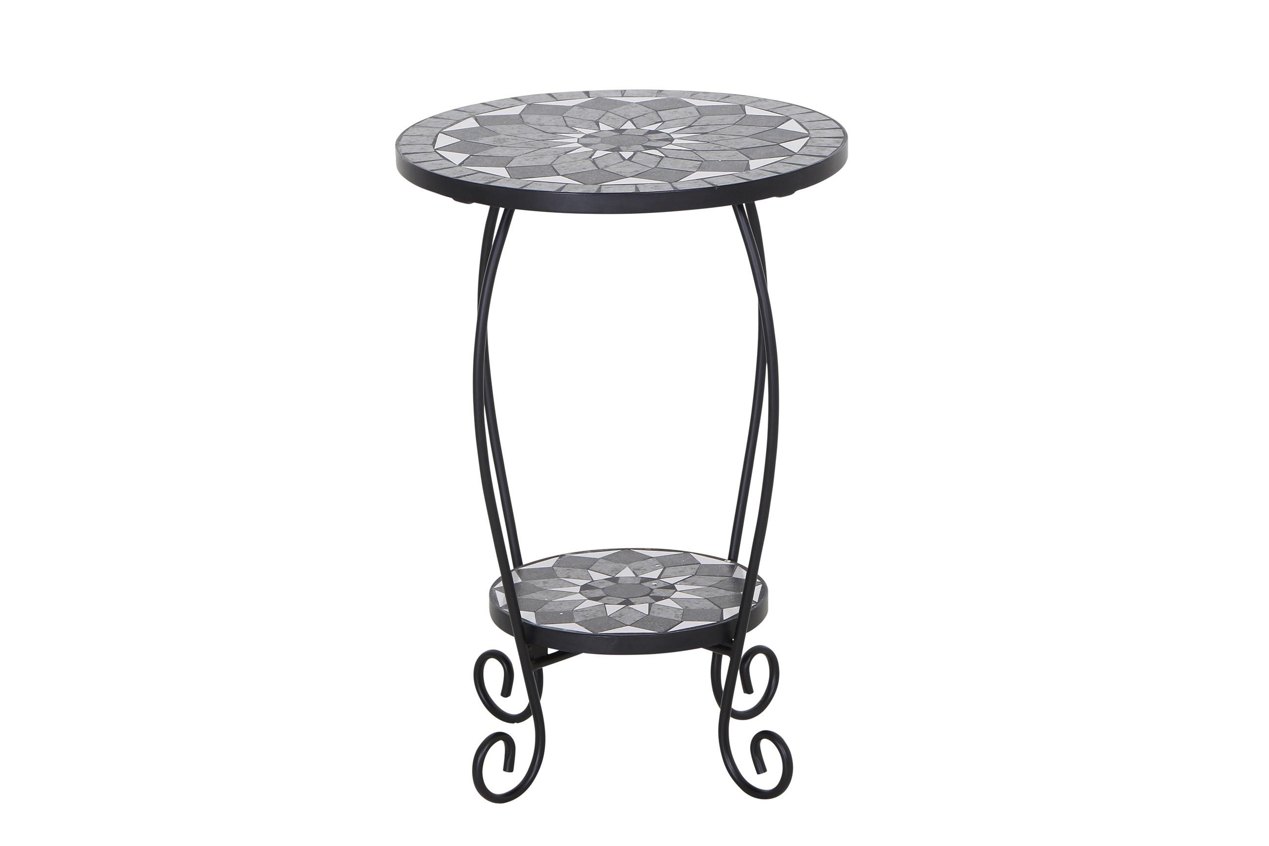 Blumenständer Mosaik ca. 41x59 cm Schwarz - Schwarz, KONVENTIONELL, Keramik/Metall (41/41/59cm) - Gardenson