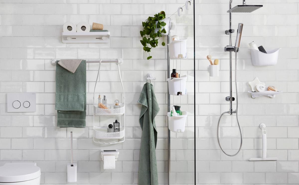Zuhanypolc Easy - fehér, Modern, műanyag (41,3/11,6/8,3cm) - Premium Living