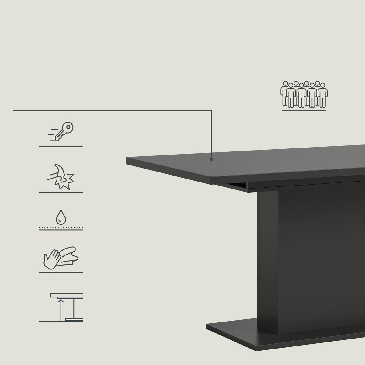 Ausziehtisch Marlon ca. 150-190x90x76 cm Grau - Grau, KONVENTIONELL, Holzwerkstoff (150-190/90/76cm) - MID.YOU