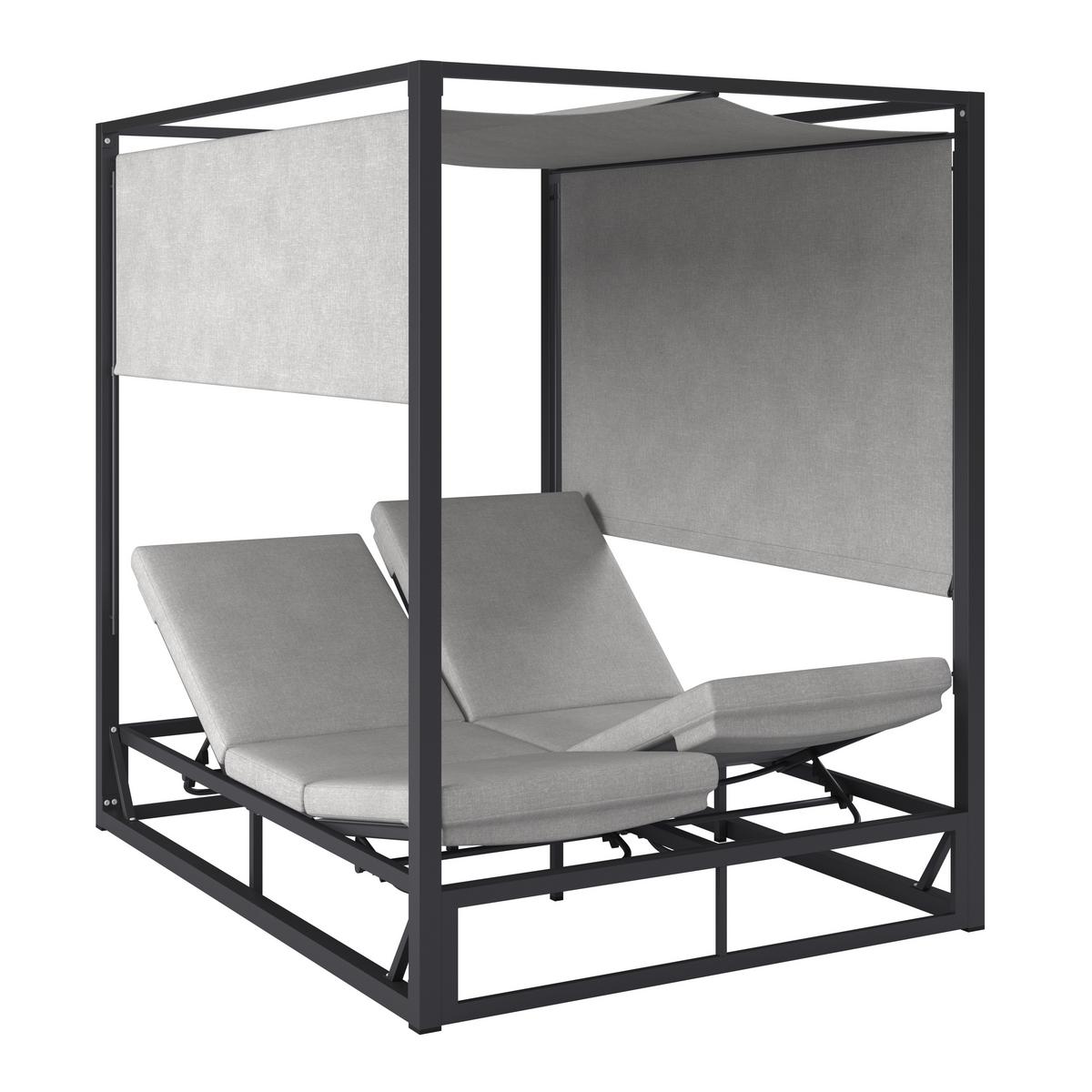 Sonnenliege Aviva Hellrgrau Outdoorstoff/Metall +Abdeckung - Hellgrau, MODERN, Textil/Metall (148/196/200cm) - Bessagi Garden