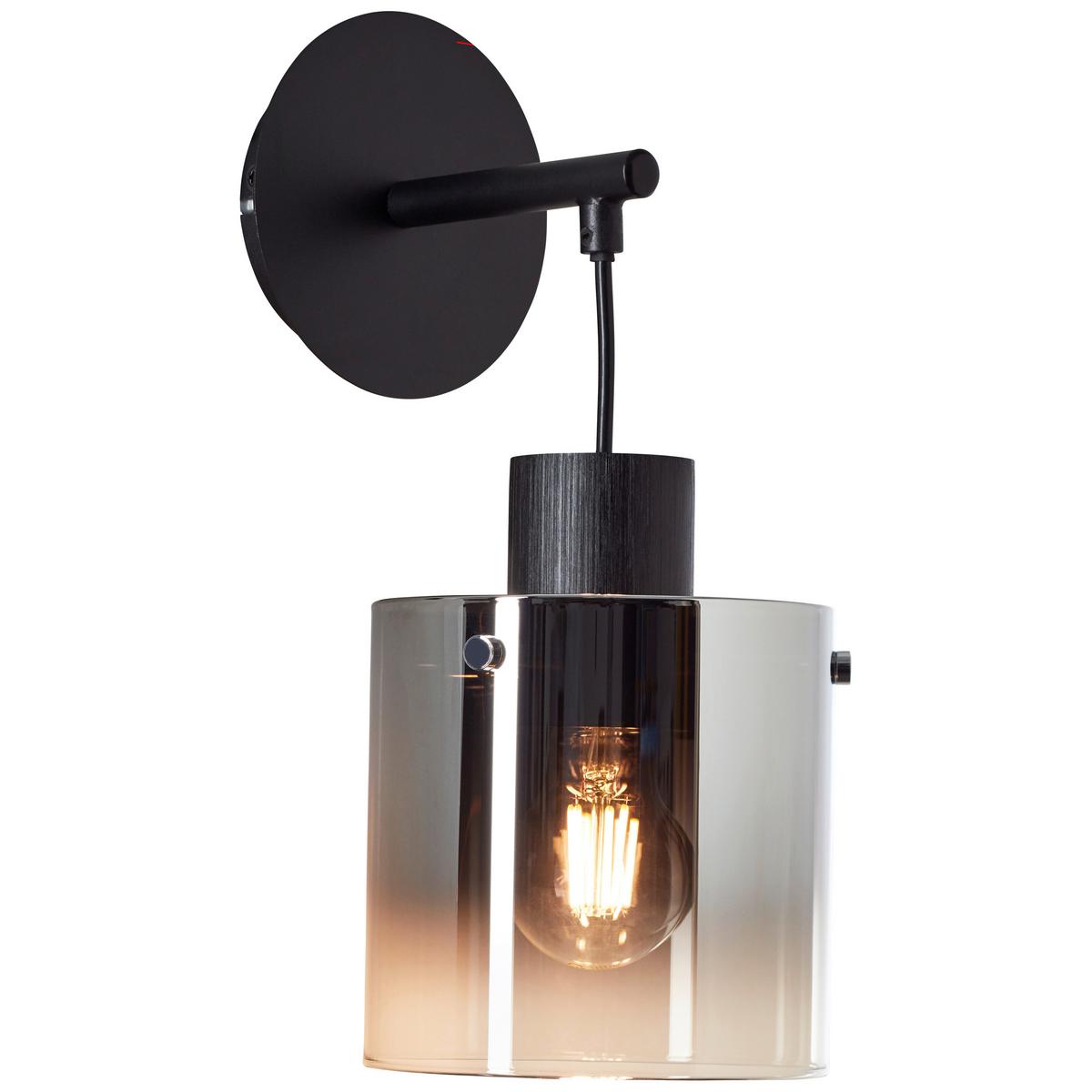Wandleuchte Simonis in Grau/Schwarz max. 52 Watt - Schwarz/Grau, Design, Glas/Metall (34/20/15cm) - Brilliant