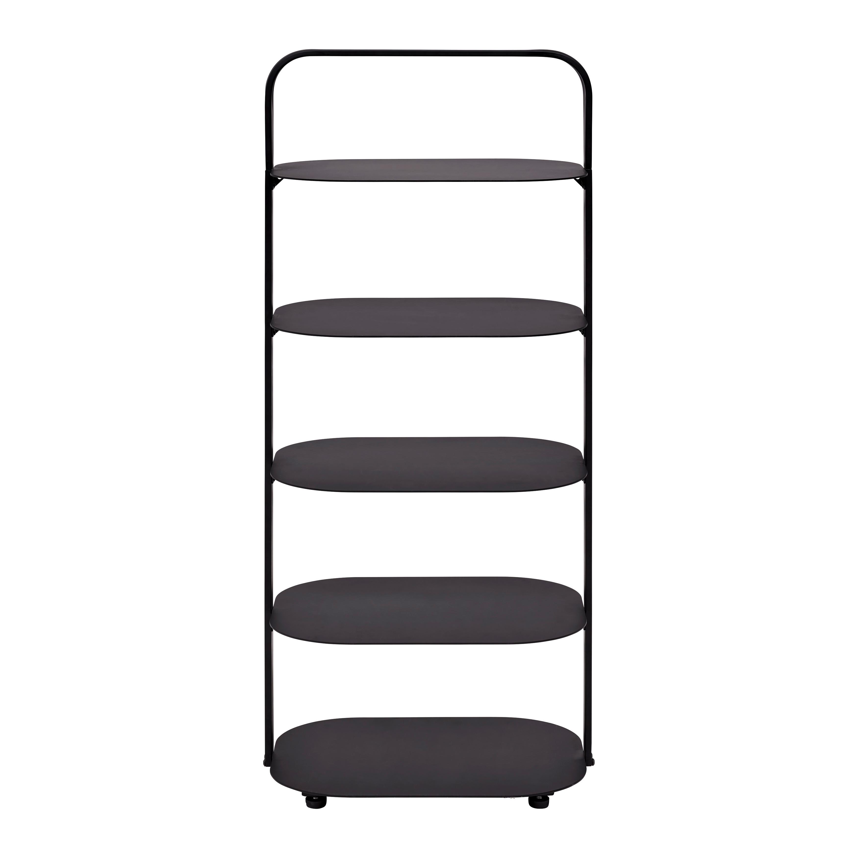 Polc Fekete Levit - fekete, Modern, fém (47/109/35cm) - Premium Living