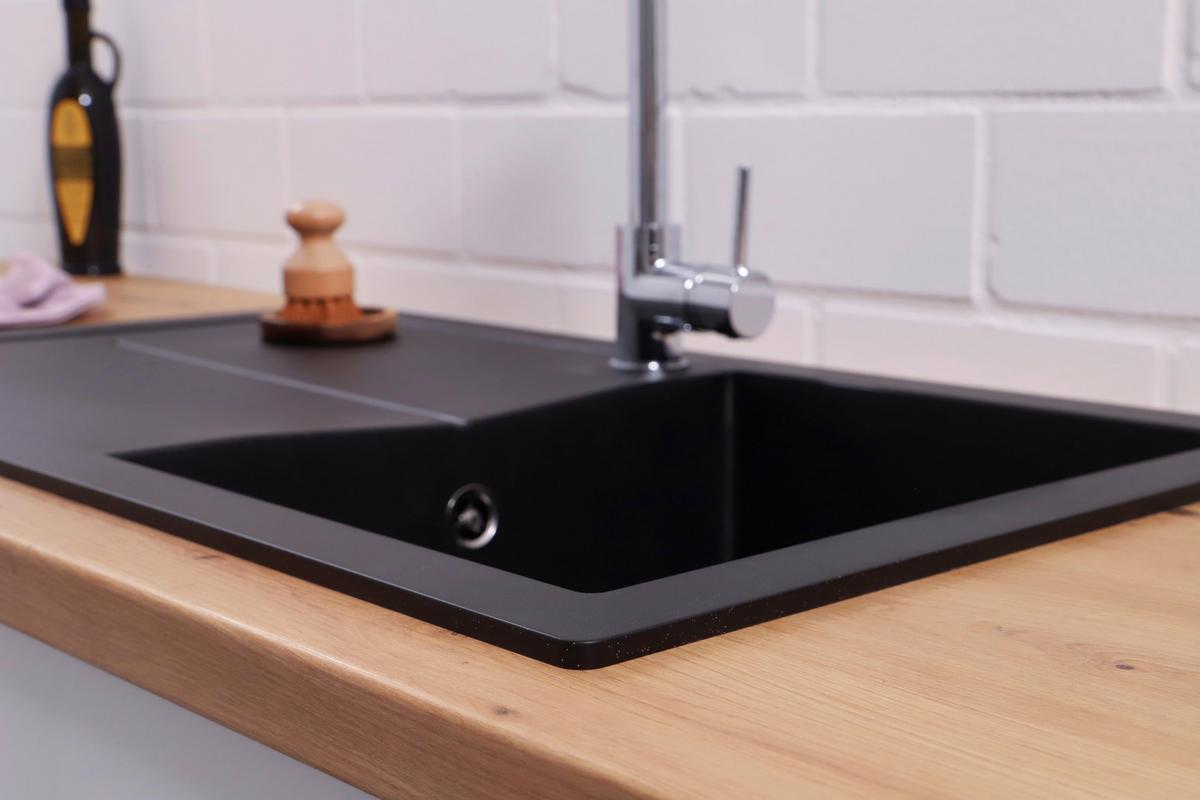 Pomivalno Korito Cleveland, 86x50cm - črna, Basics, kamen/umetna masa (86/21,4/50cm) - Respekta