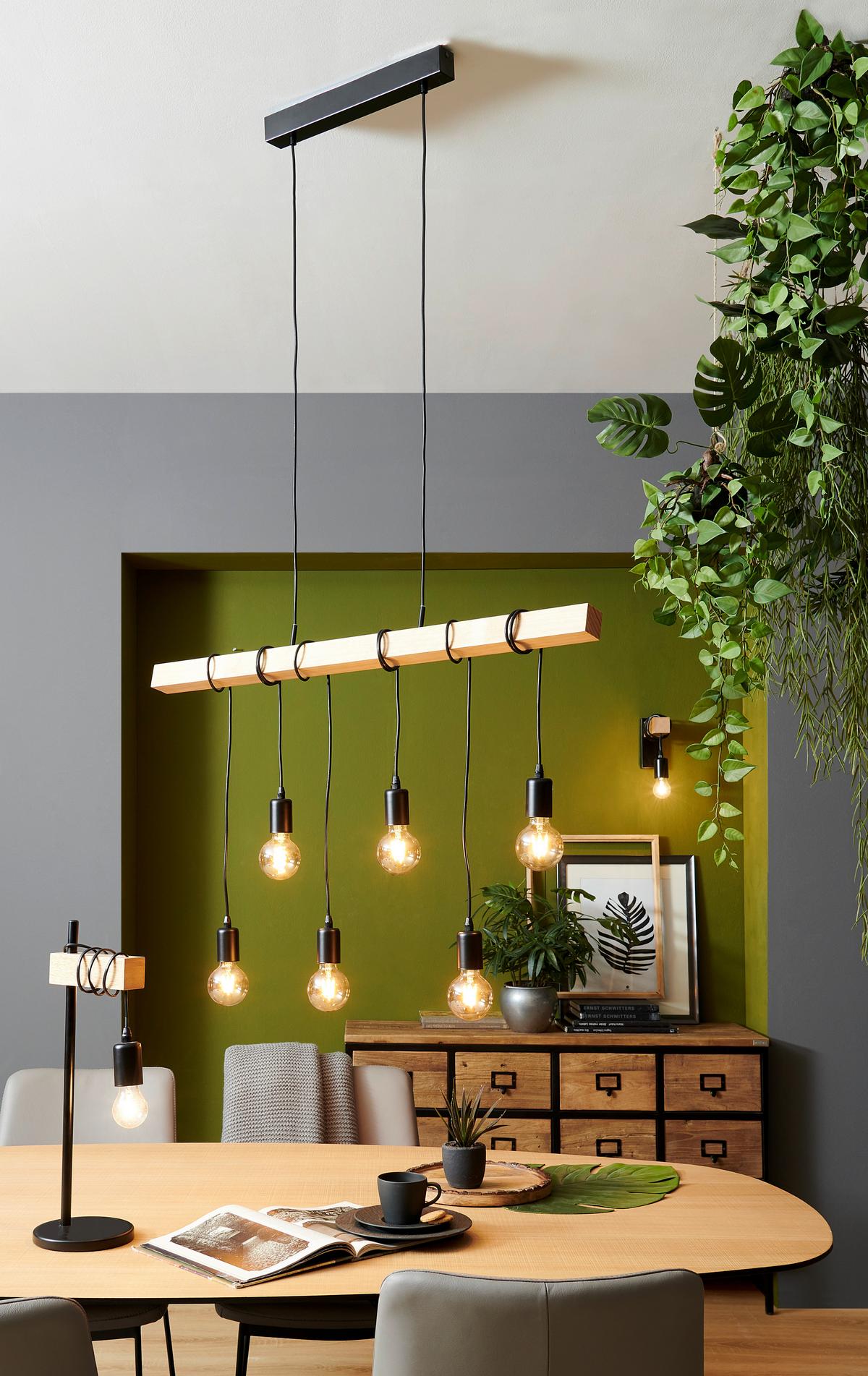 LAMPA WISZĄCA 78845 TOWNSHEND *SBM* - czarny/brązowy, Lifestyle, metal/drewno (100cm) - Marama