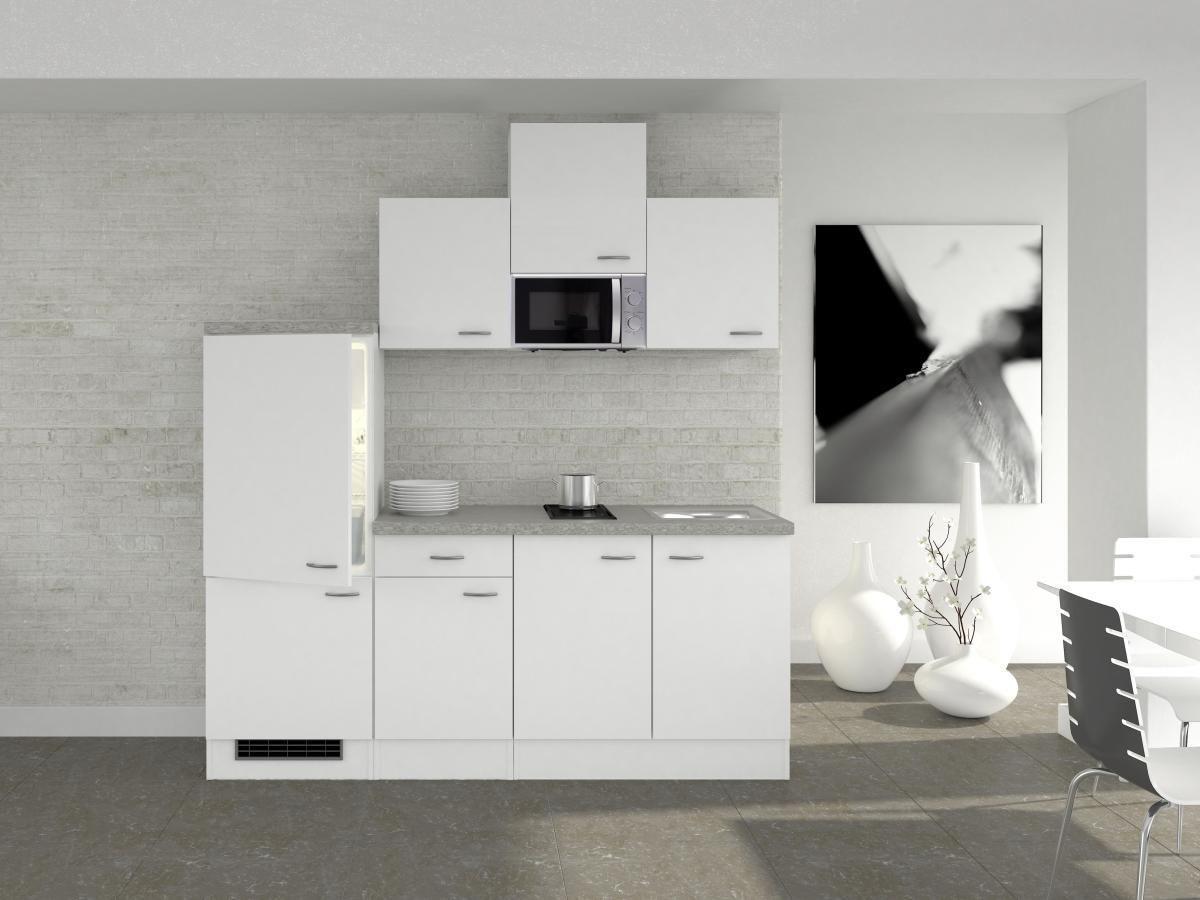Küchenblock "Wito" , Weiß - Edelstahlfarben/Hellgrau, MODERN, Holzwerkstoff/Kunststoff (210cm) - FlexWell