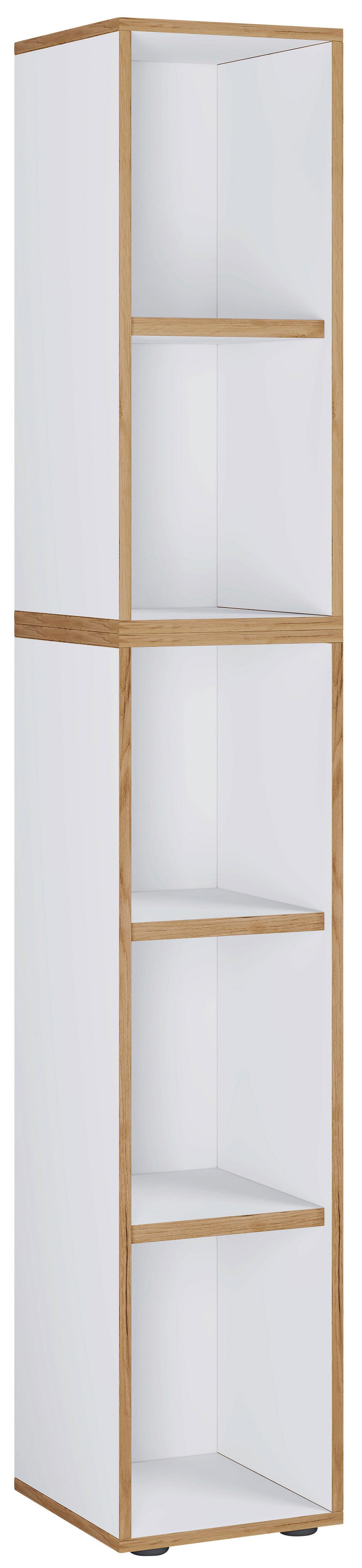 Pisarniški Regal Salia B30, Bela, Barva Hrasta - črna/bela, Design, leseni material (30/183/33cm) - MID.YOU
