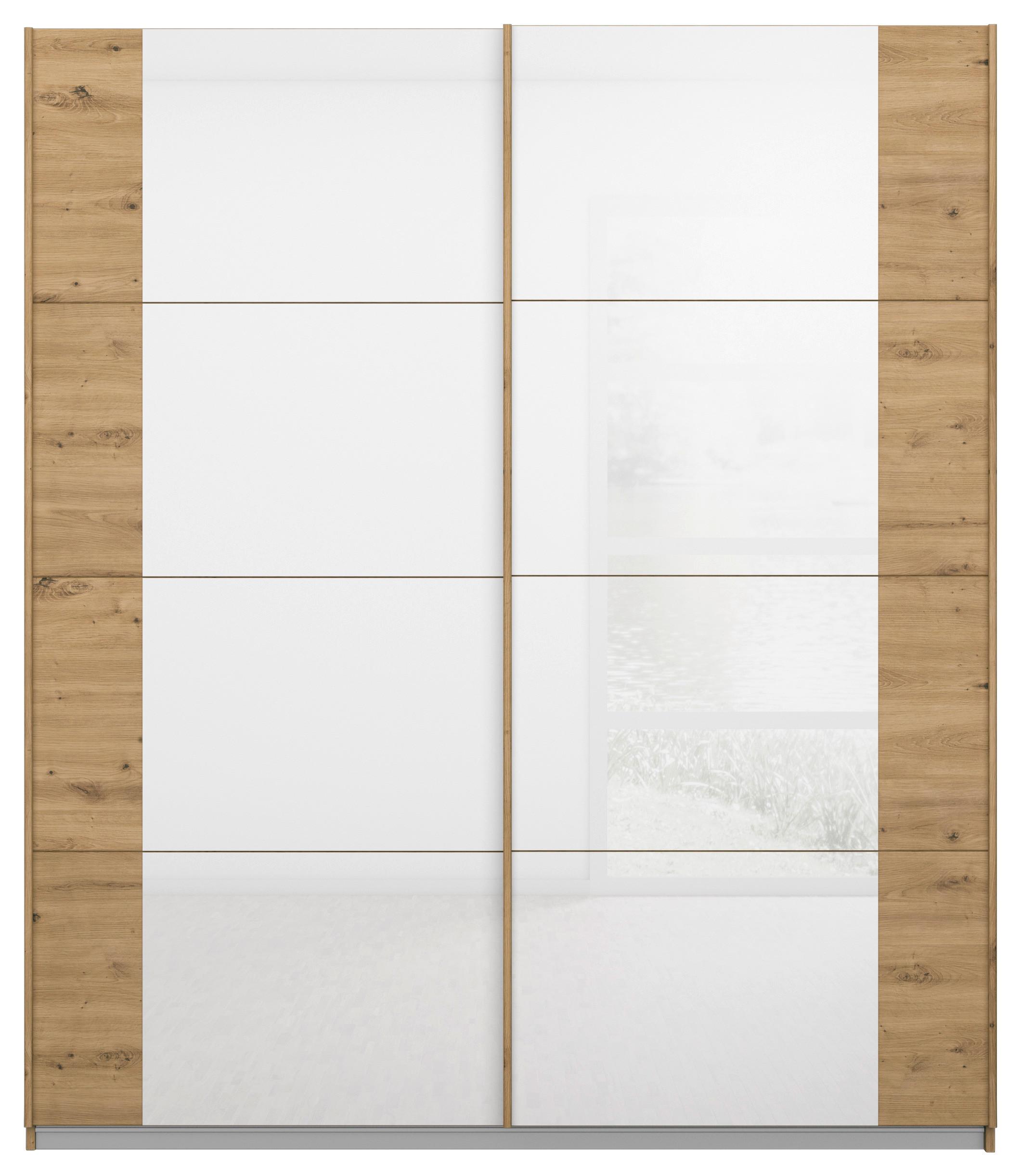 Ormar S Kliznim Vratima Artemis - bijela/hrast Artisan, Moderno, staklo/drvni materijal (181/210/62cm) - Modern Living