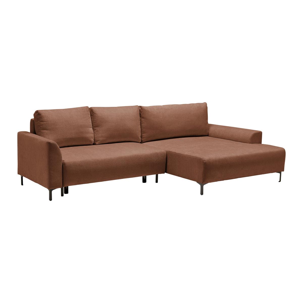 Ecksofa Integra Terracotta - Terracotta/Schwarz, Textil/Metall (294/81-93/170cm) - Mömax