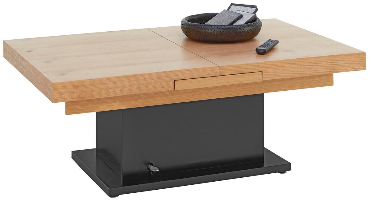 Couchtisch 2 in 1 Based in Schwarz/Eichefarben - Eichefarben/Schwarz, MODERN, Holz/Holzwerkstoff (133-170/51,5-77,5/80cm) - Based