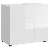 Waschbeckenunterschrank Vira ca. 60x56 cm Weiß hochglanz - Weiß Hochglanz/Schwarz, MODERN, Holzwerkstoff (60/56/34cm) - MID.YOU