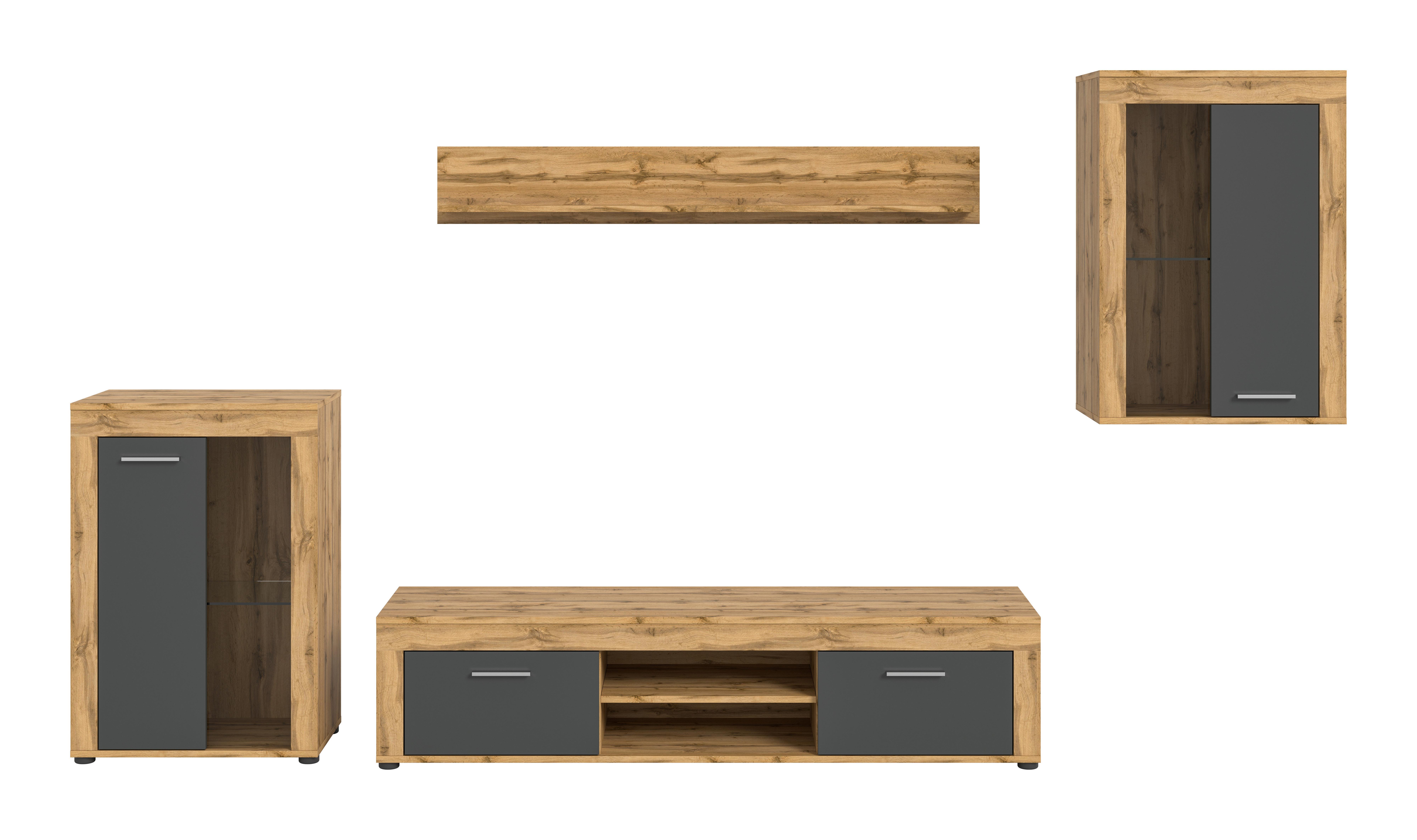 ANSAMBLU MOBILIER CAMERA DE Z JAM - stejar Wotan, Design, sticlă/material pe bază de lemn (310/169/35cm) - Modern Living