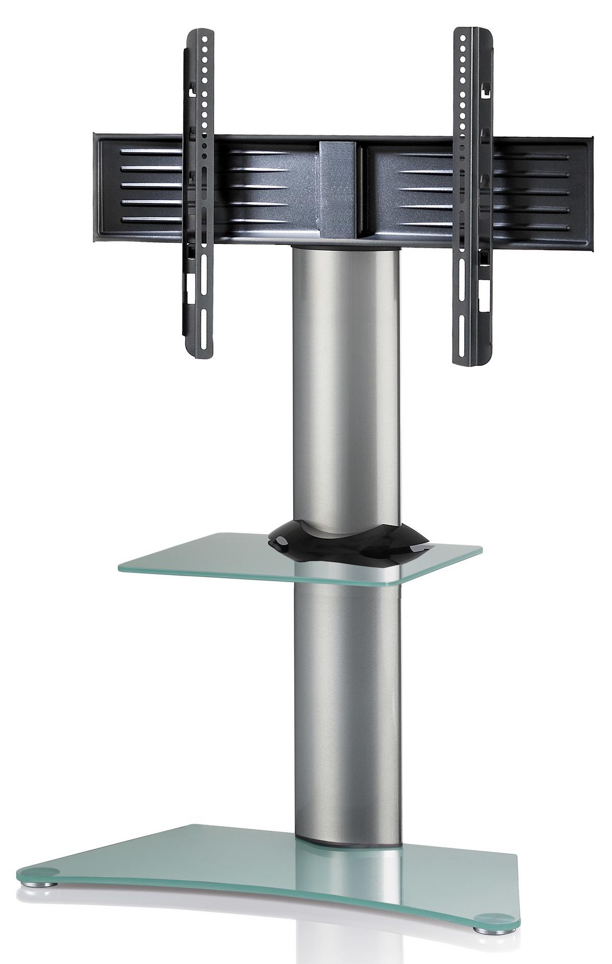 TV-Rack Zental ca. 80x111 cm Silber/Transpar. - Klar/Silberfarben, KONVENTIONELL, Glas/Metall (80/111/40cm) - MID.YOU