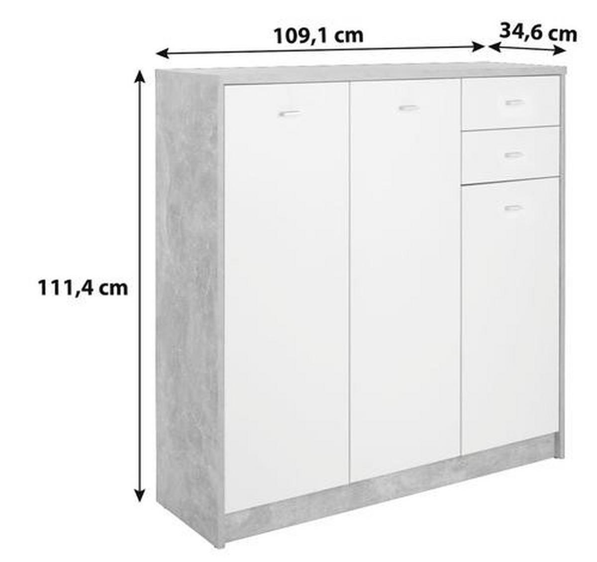 Komoda 4-you New, Siva, Bela - barve kroma/siva, Moderno, umetna masa/leseni material (109,1/111,4/34,6cm) - Mömax