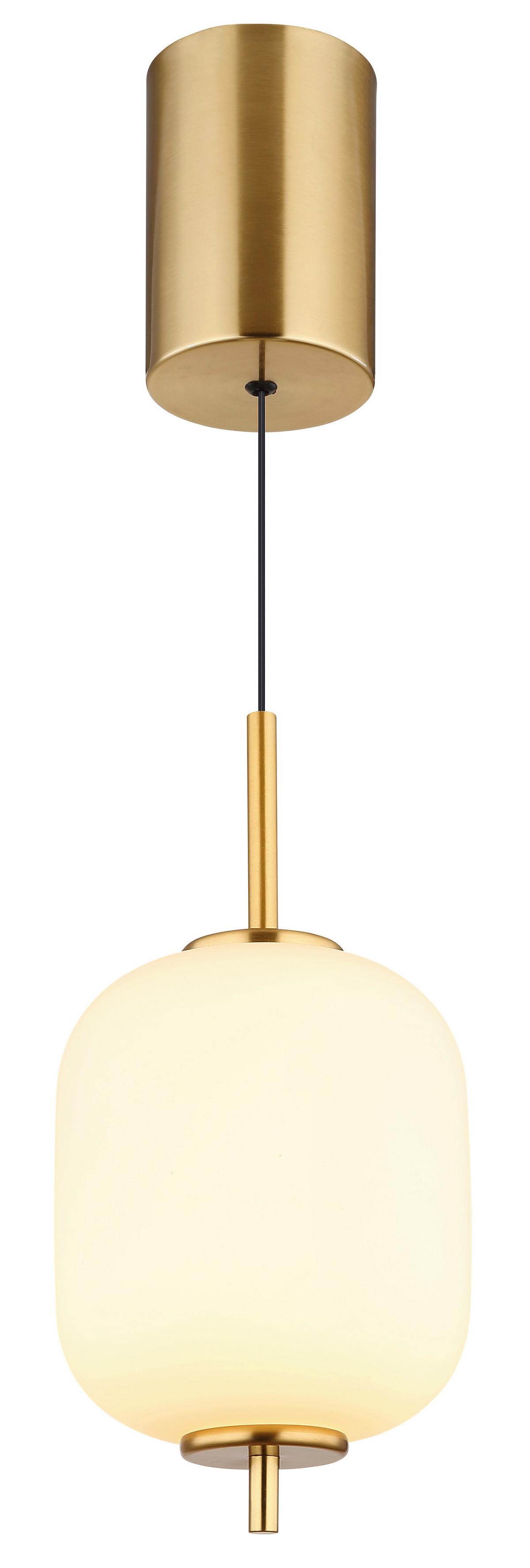 LED-Hängeleuchte Ewald Opal/Schwarz/Messing max. 7 W - Messingfarben/Opal, KONVENTIONELL, Glas/Kunststoff (13,5/220cm) - Globo