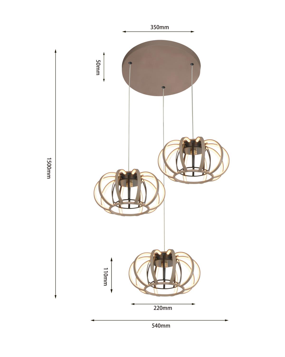 LAMPA WISZĄCA LED 5033-313 SALO - kolor piaskowy, Design, metal (35/150cm)