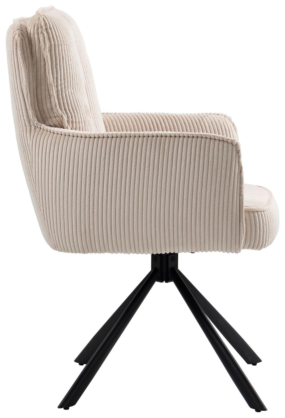 KRZESŁO Z PODŁOKIETNIKAMI ASHER - beżowy/czarny, Design, metal/tkanina (62/95/67cm) - Novel