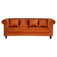 CHESTERFIELD-SOFA VELVET - Dunkelorange, Design, Holz/Textil (217/80/88cm) - Livetastic