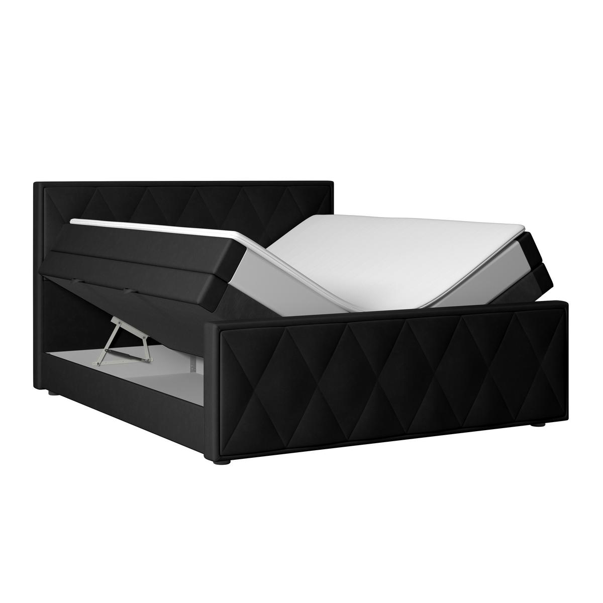 Boxspringbett Porto ca. 180x200 cm Schwarz - Schwarz, MODERN, Holzwerkstoff/Kunststoff (180/200cm) - MID.YOU