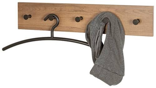 Hakenleiste Parma 2 in Schwarz/Eichefarben - Eichefarben/Schwarz, MODERN, Holzwerkstoff/Metall (60/12/5cm) - Mömax