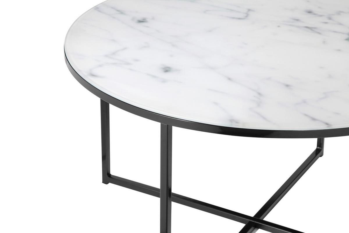 Klubska Miza Marble, Bela, Črna - črna/bela, Design, kovina/steklo (80/45cm) - Livetastic