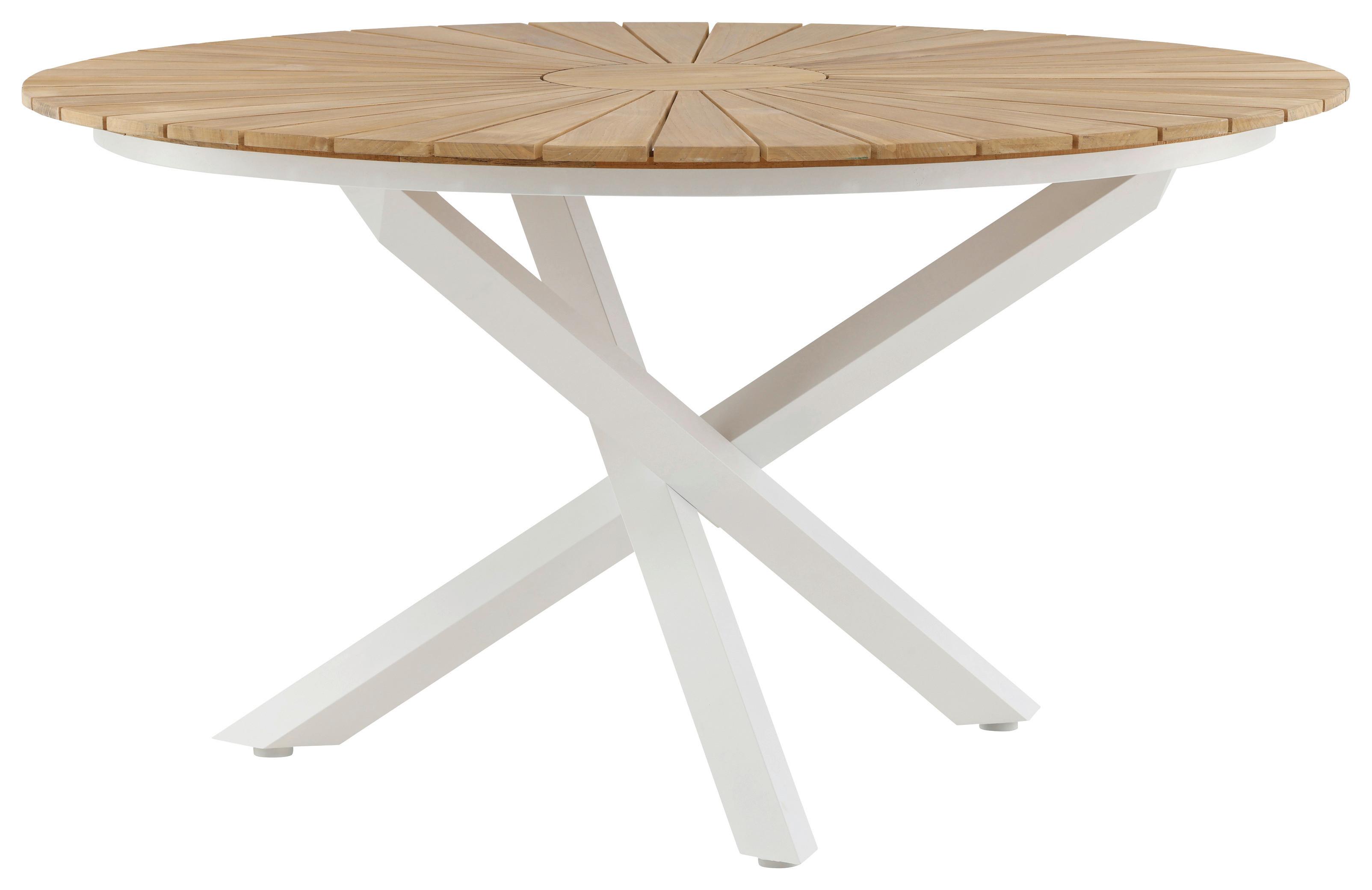 Gartentisch Mexico ca. 140x75 cm Alu Weiß/Teak - Weiß/Teakfarben, KONVENTIONELL, Holz/Metall (140/140/75cm) - Gardenson