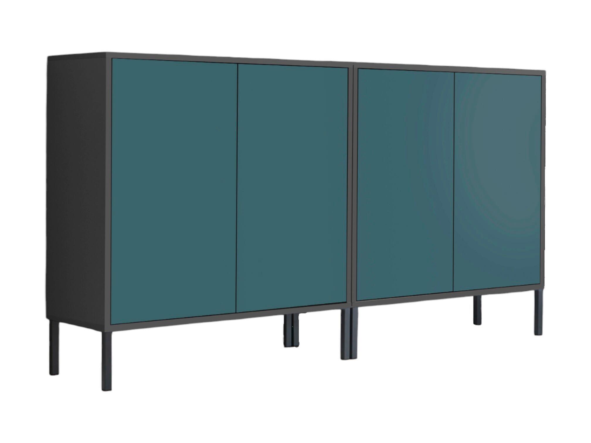 Sideboard Mailand Set 2 Anthrazit/Petrol - Anthrazit/Petrol, MODERN, Holzwerkstoff/Metall (158/86/33cm) - MID.YOU